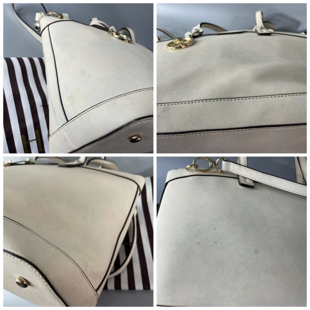 Henri Bendel Cream Satchel with Gold Accents - Picture 14 of 15